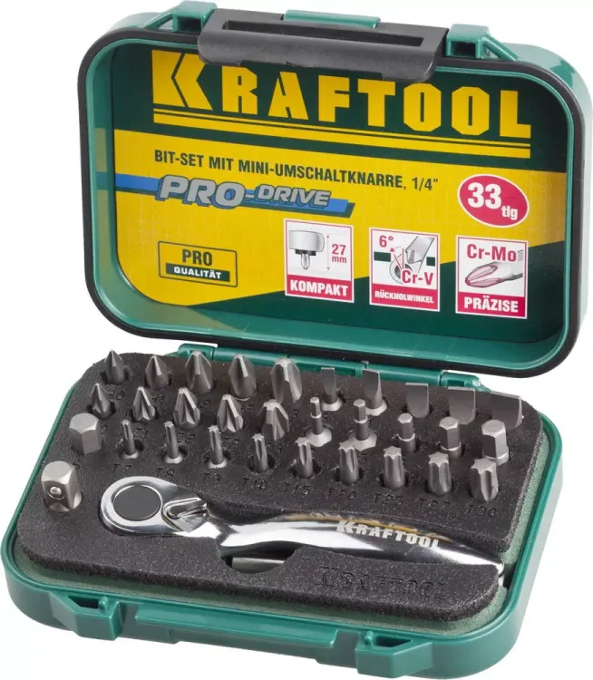 PRO. Наборы в боксе: БИТЫ KRAFTOOL PRO-Drive 26157-H33 купить в Урае