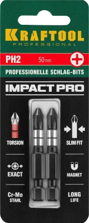 Биты для ударных шуруповертов KRAFTOOL Impact Pro PH 26191-2-50-S2 купить в Урае