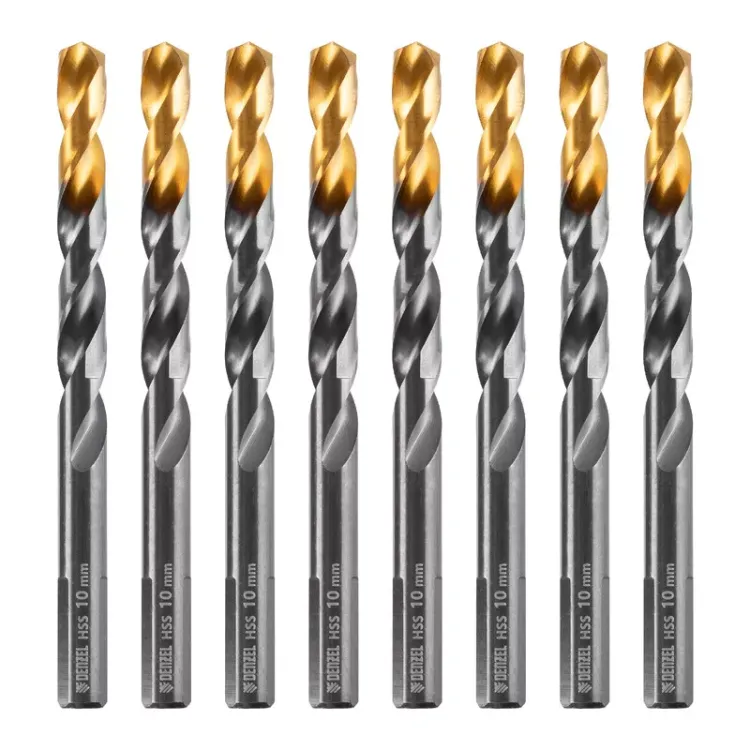 Сверло по металлу, 10 мм, HSS-Tin, Golden Tip, 8 шт. Denzel 717222 купить в Урае