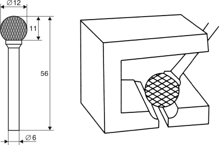 Борфреза Сферическая D 6х12 Энкор 21706 купить в Урае