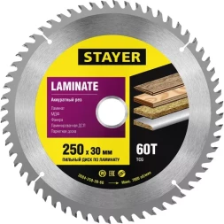 Пильный диск "Laminate line" для ламината, 250x30, 60Т, STAYER 3684-250-30-60