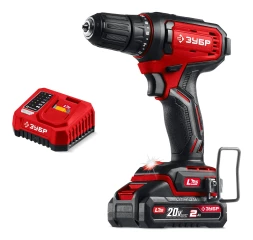 ЗУБР 20 В, 40 Нм, 1 АКБ LMS (2 А·ч), дрель-шуруповерт (ДШ-40-21)