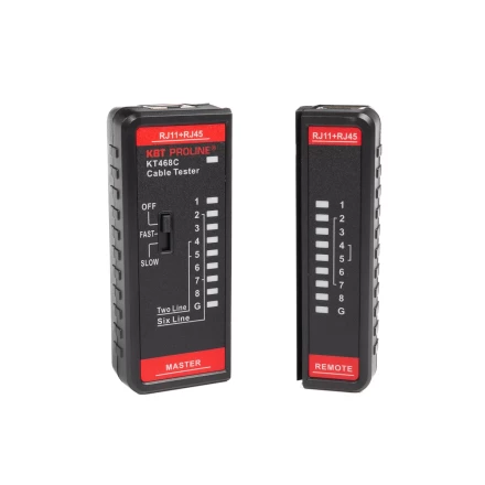 LAN-тестер кабельный КВТ KT 468C для проверки витой пары и телефонного кабеля (88552) купить в Урае