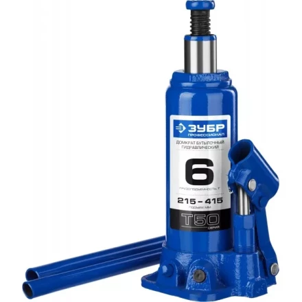 Домкрат гидравлический бутылочный T50, 6т, 215-415мм, ЗУБР Профессионал 43060-6 43060-6_z01 купить в Урае