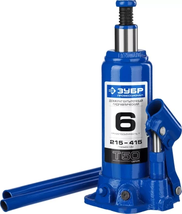 Домкрат гидравлический бутылочный T50, 6т, 215-415мм, ЗУБР Профессионал 43060-6 43060-6_z01 купить в Урае