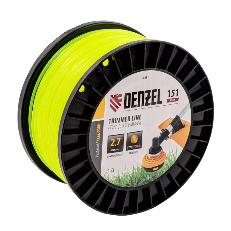 Леска для триммера круглая, 2,7мм х 151м, на DIN катушке FLEX CORD,  Denzel 96281 купить в Урае