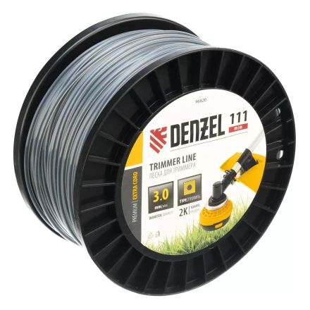 Леска для триммера двухкомпонентная квадрат, 3,0мм х 111м, на DIN катушке EXTRA CORD// Denzel 96820 купить в Урае