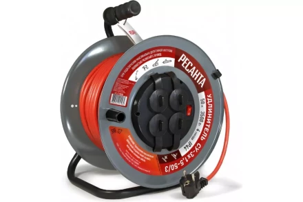 Удлинитель силовой на металлической катушке Ресанта СУ-3х1,5-50/3 (с выкл., 4 розетки, IP44) 61/118/8 купить в Урае