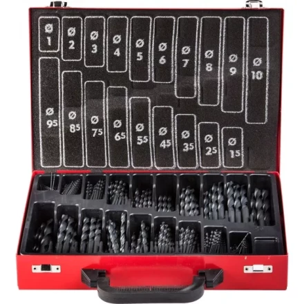 Набор ЗУБР &quot;ТЕХНИК&quot;: Свёрла по металлу парооксидированных, быстрорежущая сталь, в мет. боксе, 1-10мм, шаг-0,5, 370 предм. 4-29605-H370 купить в Урае