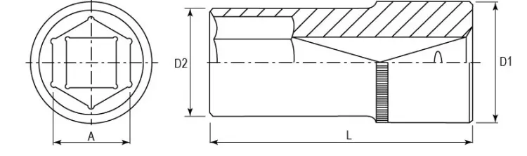 Головка торцевая глубокая 1/2"DR 12 мм S04HD4112 Jonnesway 47235 купить в Урае