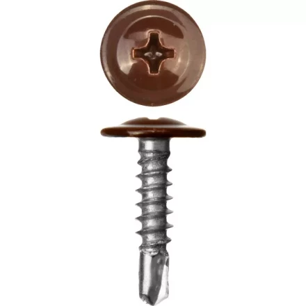 Саморезы ЗУБР с прессшайбой и сверлом по листовому металлу до 2мм, окрашенные в RAL-8017, PH2, 4,2х25мм, 400шт 300211-42-025-8017 купить в Урае