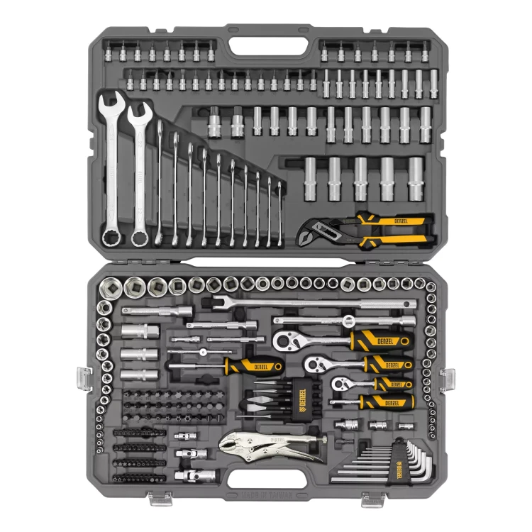 Набор инструментов Denzel 15808, 1/2", 3/8", 1/4", CrV, S2, пластиковый кейс, 232 предмета купить в Урае