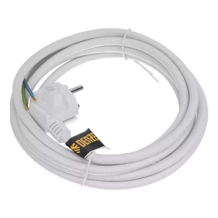 Шнур сетевой Denzel Energy Series, ПВС, 3 м, 3 x 1,5 мм, с неразборной вилкой, белый, 3 м, 37674 купить в Урае