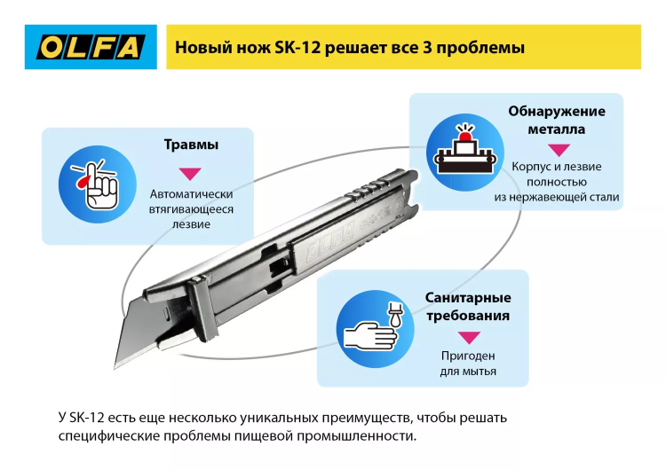 Нож OLFA, безопасный с трапециевидным лезвием OL-SK-12 купить в Урае