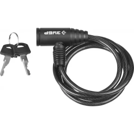 Замок ЗУБР &quot;СТАНДАРТ&quot;, тросовый, 2 ключа в комплекте, длина троса 650мм, d 6мм 37269-65 купить в Урае