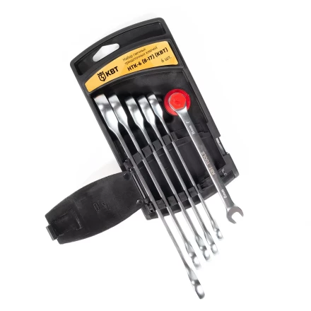 Набор гаечных комбинированных трещоточных ключей КВТ НТК-6 (8–17 мм), 6 шт. (91948) купить в Урае