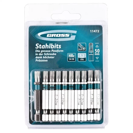 Набор бит TORX 30х50 сталь S2 10 шт GROSS 11472 купить в Урае