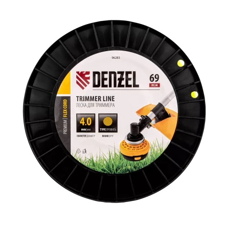 Леска для триммера круглая, 4,0мм х 69м, на DIN катушке FLEX CORD,  Denzel 96283 купить в Урае