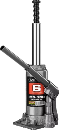 Домкрат гидравлический бутылочный, 6т, 195-380 мм, MIRAX 43260-6 43260-6 купить в Урае