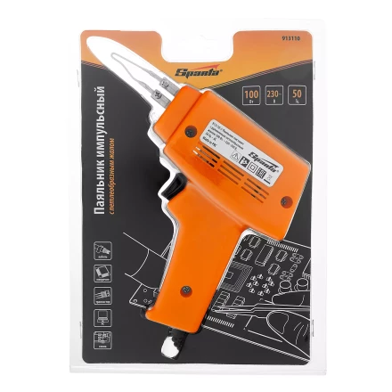 Паяльник импульсный с петлеобразным жалом, 100 Вт, 220 В Sparta 913110 купить в Урае