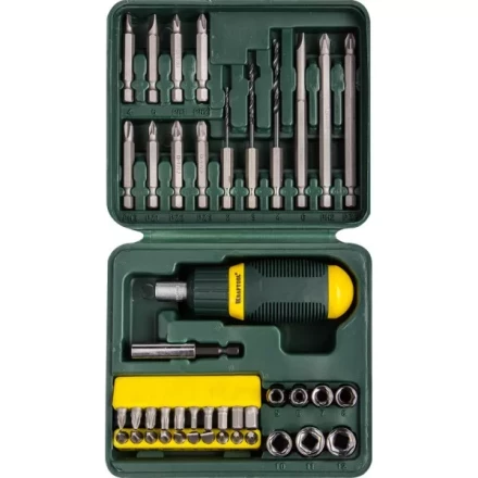 Набор KRAFTOOL Отвертка реверсивная с битами и торцовыми головками и сверлами, 43 предм 25556-H43 купить в Урае