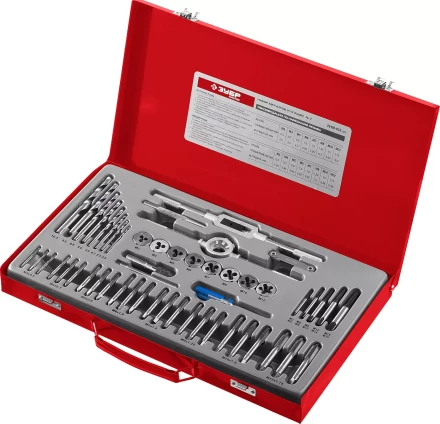 Набор метчиков и плашек ЗУБР &quot;МАСТЕР&quot;, сталь 9ХС, 52 предмета 28130-H52_z01 купить в Урае