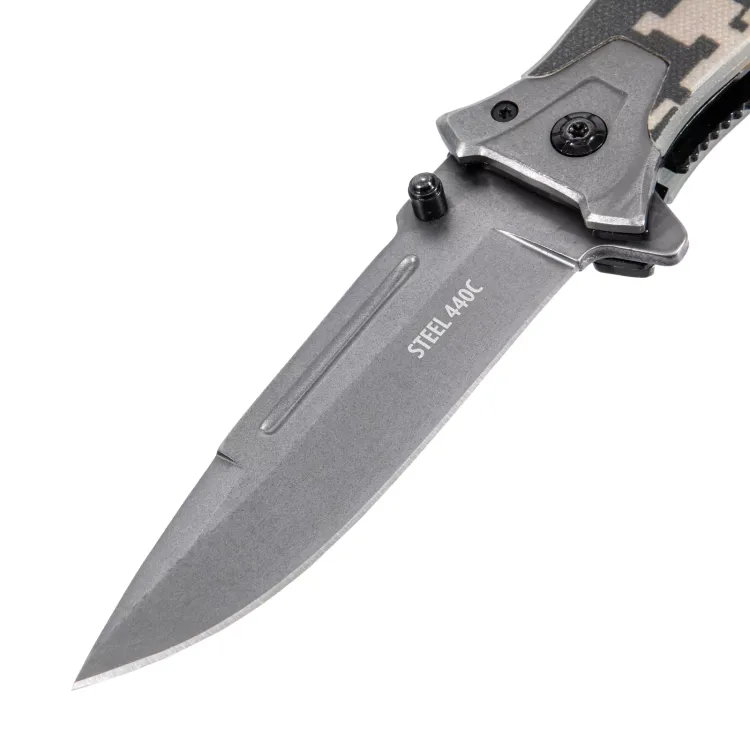 Нож складной Denzel, многоцелевой, системы Liner-Lock, с накладкой G10 на прямой рук-ке+стеклобой, 79208 купить в Урае