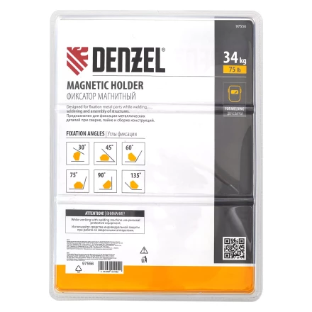 Фиксатор магнитный для сварочных работ усилие 75 LB, 30х45х60х75х90х135 град. Denzel 97556 купить в Урае