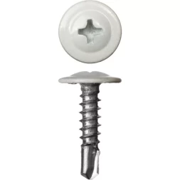 Саморезы ЗУБР с прессшайбой и сверлом по листовому металлу до 2мм, окрашенные в RAL-9003, PH2, 4,2х16мм, 500шт 300211-42-016-9003