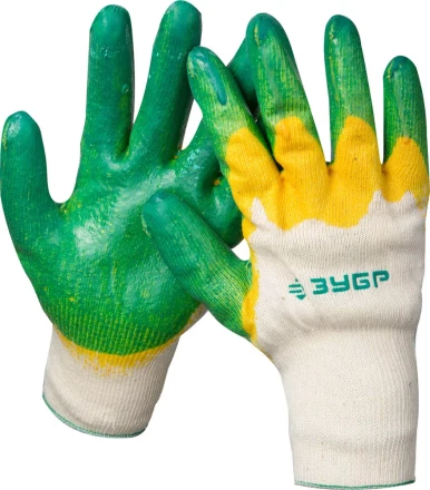 Перчатки ЗУБР &quot;МАСТЕР&quot; трикотажные, х/б, двойная обливная ладонь из латекса, L-XL 11459-XL купить в Урае