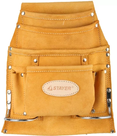 Сумка поясная STAYER PROFESSIONAL для инструментов, кожаная, 10 карманов, 2 скобы 38517 купить в Урае