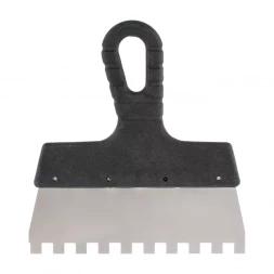 Шпатель из нержавеющей стали 150 мм зуб 6 х 6 мм пластмассовая ручка 85157