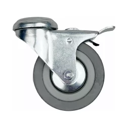 Аппаратное поворотное колесо с тормозом под болт HITCH 75*20 резина серая SChgb93 (SZ084854)