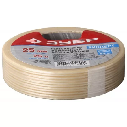 Лента ЗУБР &quot;ЭКСПЕРТ&quot; клеящая однонаправленная, усиленная стекловолокном, 25мм х 10м 12071-25-10 купить в Урае