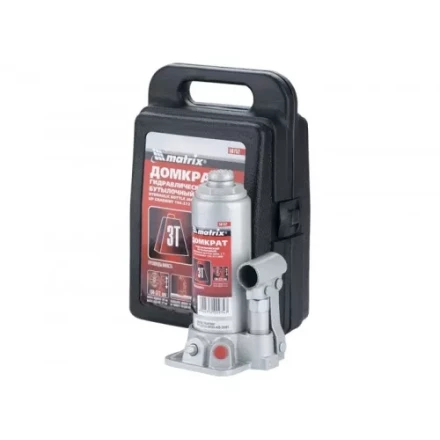 Домкрат гидравлический бутылочный 3 т h подъема 194–372 мм в пластиковом кейсе  MATRIX MASTER 50752 купить в Урае
