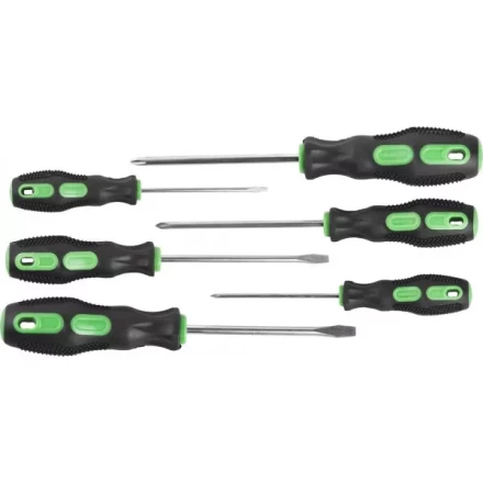 Набор URAGAN: Отвертки с двухкомпонентной рукояткой, SL3x75, 5x100, 6x100. PH0x75, 1x100, 2x100, 6 предм 25188-H6 купить в Урае