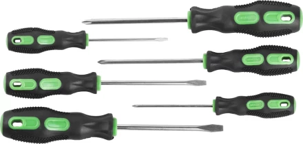 Набор URAGAN: Отвертки с двухкомпонентной рукояткой, SL3x75, 5x100, 6x100. PH0x75, 1x100, 2x100, 6 предм 25188-H6 купить в Урае