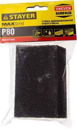Губка шлифовальная STAYER &quot;MASTER&quot; угловая, зерно - оксид алюминия, Р80, 100 x 68 x 42 x 26 мм, средняя жесткость 3561-080 купить в Урае