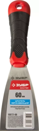 Шпатель ЗУБР &quot;МАСТЕР&quot;, профилированное нержавеющее полотно, 2к ручка, 60мм 10072-06 купить в Урае