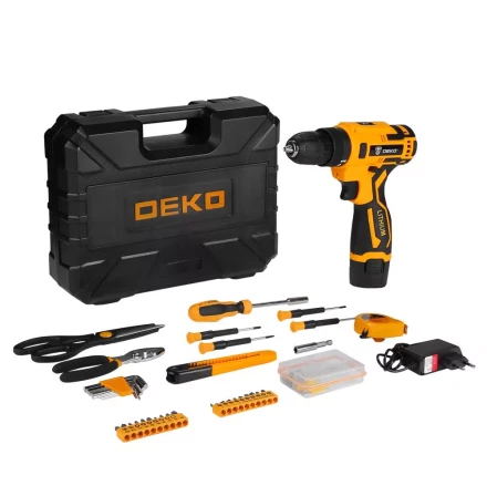 Дрель аккумуляторная DEKO Banger 12V + набор инструмента 93 предмета, 063-4167 купить в Урае