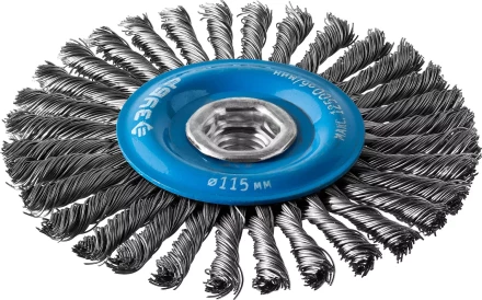 ЗУБР &quot;ПРОФЕССИОНАЛ&quot;. Щетка дисковая для УШМ, плетеные пучки стальной проволоки 0,5мм, 115ммхМ14 35192-115_z02 купить в Урае