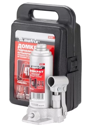 Домкрат гидравлический бутылочный 4 т h подъема 194–372 мм в пластиковом кейсе  MATRIX MASTER 50754 купить в Урае