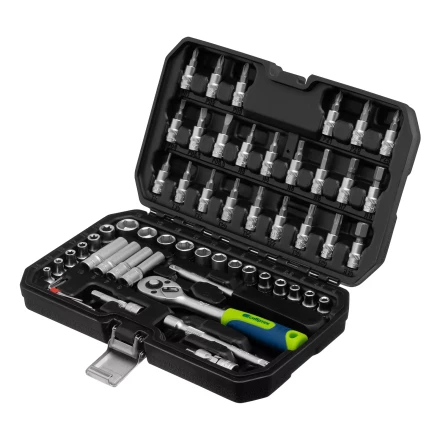 Набор инструментов Сибртех 13399, 1/4&quot;, пластиковый кейс 56 предметов купить в Урае
