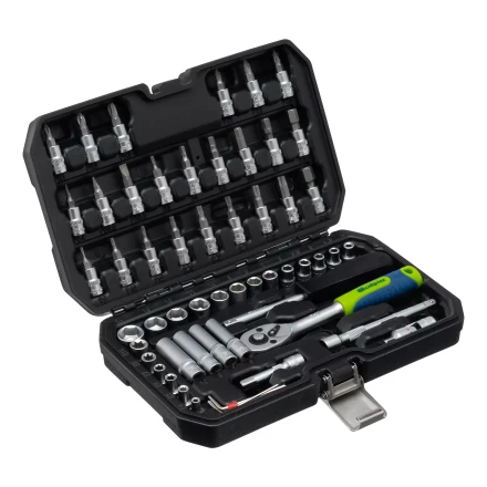 Набор инструментов Сибртех 13399, 1/4&quot;, пластиковый кейс 56 предметов купить в Урае