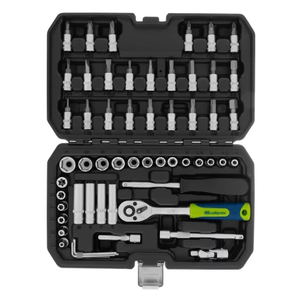 Набор инструментов Сибртех 13399, 1/4&quot;, пластиковый кейс 56 предметов купить в Урае