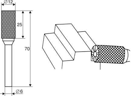 Борфреза Цилиндрическая c режущей кромкой B 6х12 Энкор 21703 купить в Урае