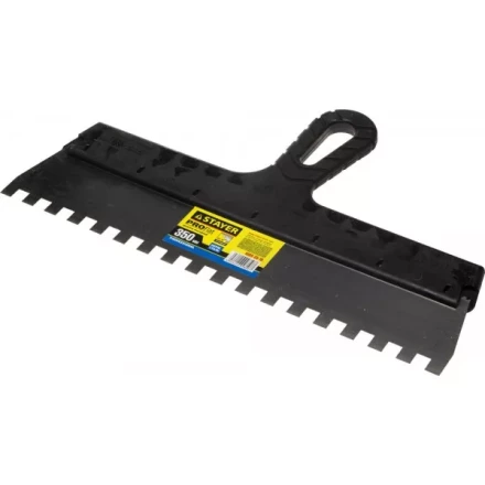 Шпатель STAYER &quot;PROFESSIONAL&quot; нержавеющий зубчатый с пластмассовой ручкой, 350мм, зуб 10х10мм 1009-35-10 купить в Урае