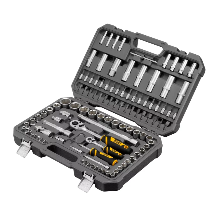 Набор инструментов Denzel 15814, 1/2", 1/4", CrV, S2, пластиковый кейс, 109 предметов купить в Урае