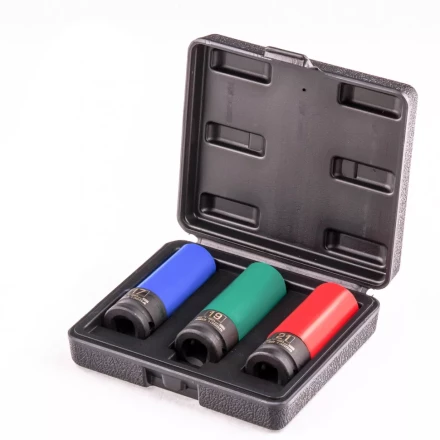 Набор головок ударных 6-гранных удлиненных для колесных дисков 17 19 21 мм 1/2&quot; 3 предмета Stels 13953 купить в Урае