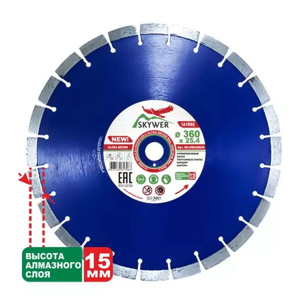 Диск алмазный по бетону 1A1RSS ULTRA BETON SKYWER 410*3,4*15*28T*25,4 mm купить в Урае